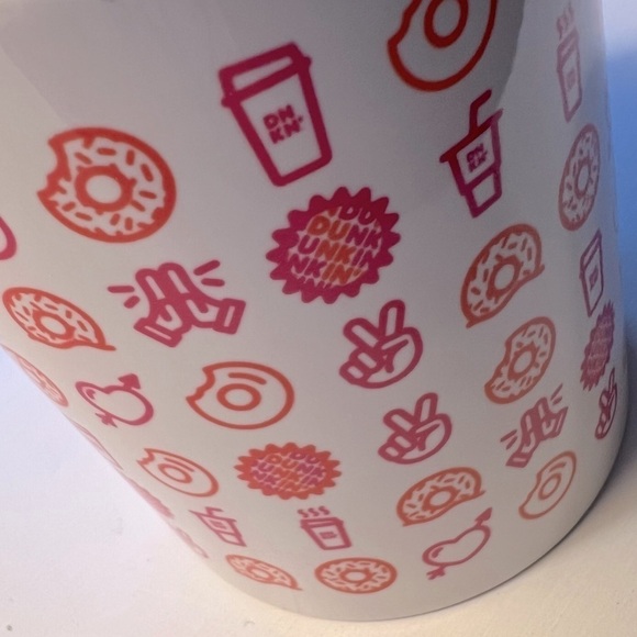 Dunkin Donuts Peace Love & Donuts Ceramic Coffee Mugs Set of 2 - Picture 5 of 7